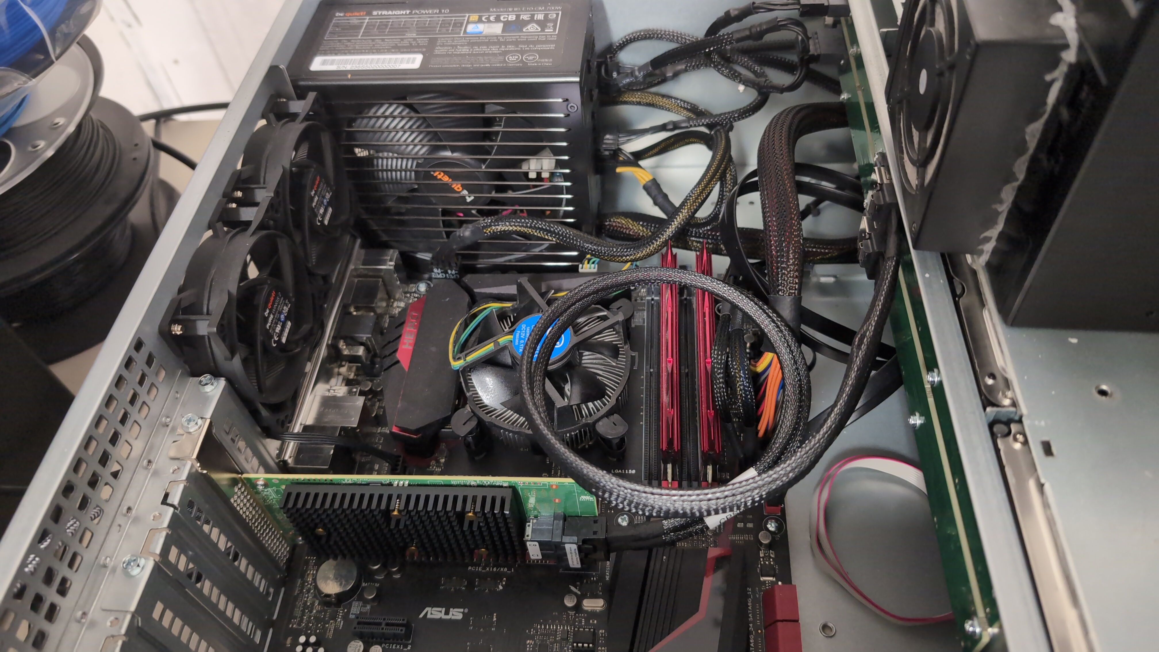 An image showing the connected HBA on the motherboard.